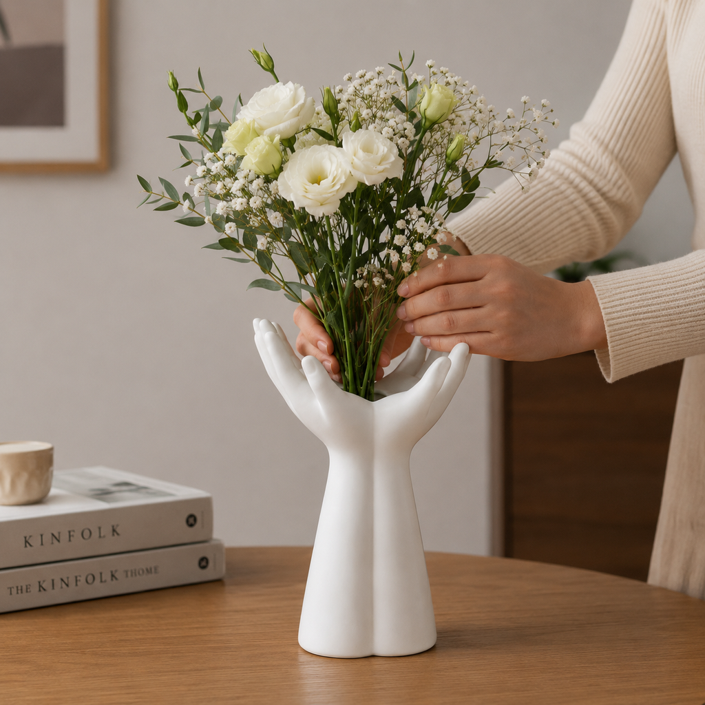 Decorative Hands Shape Ceramic Flower Vase(YM2341)