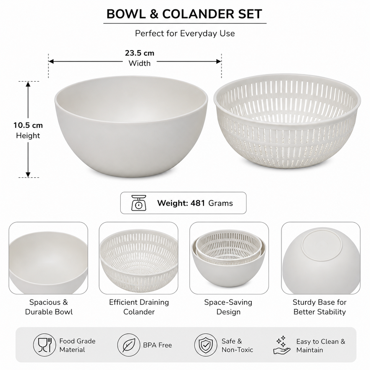 White Drain Basket Set of 4 (YM552)