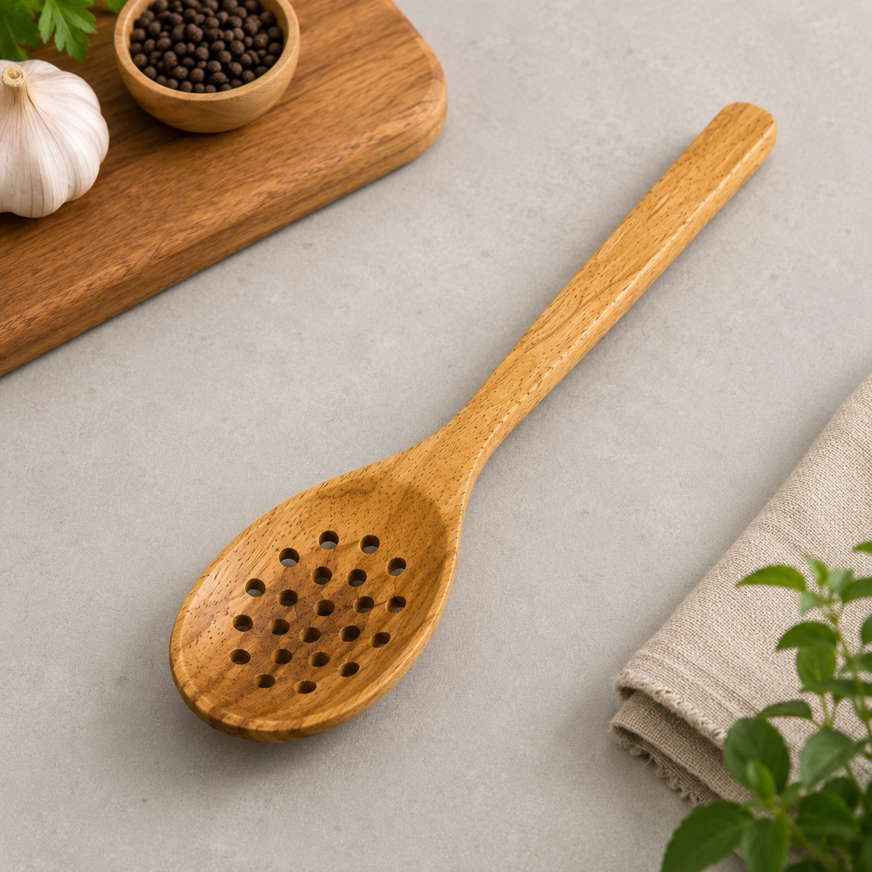 Wooden Spatula With Holes (YM1661)
