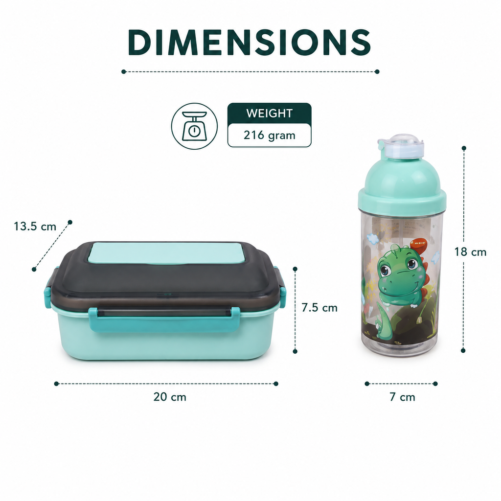 Kids 2-Piece Green Lunch Box & Water Bottle Set (YM704)