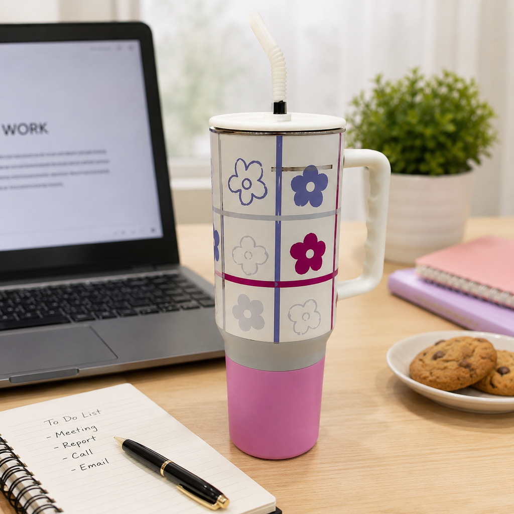 Insulated Tumbler with Handle and Straw (YM2621)