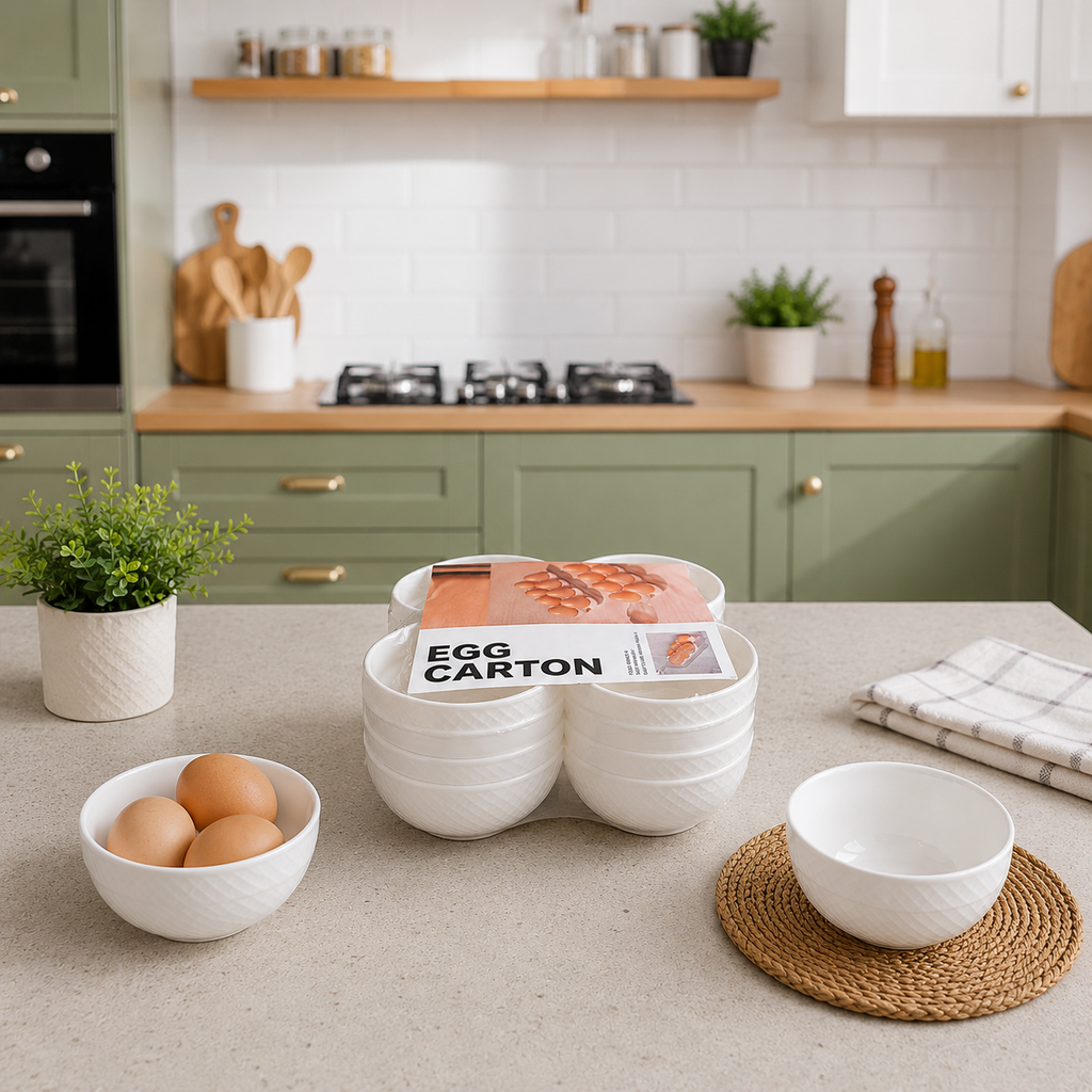 Set of 4 White Textured Egg Storage Bowls (YM2708)