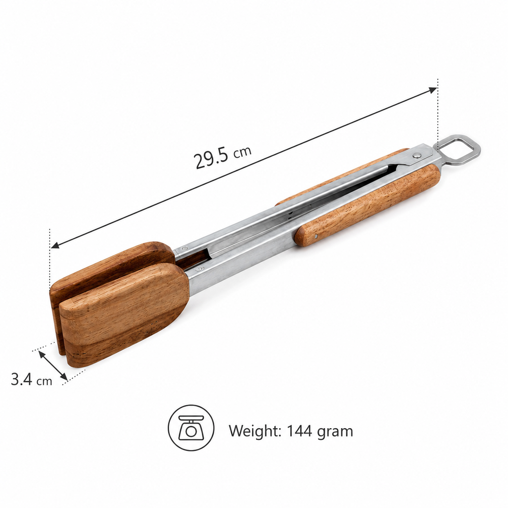 Wooden Handle Kitchen Tongs (YM1654)
