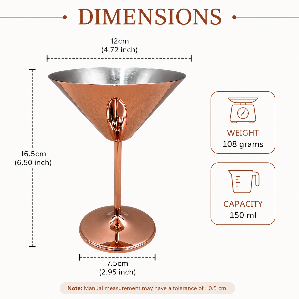 Premium Metal Rose Gold Glass for Bar & Cocktail Serving (YM1039)