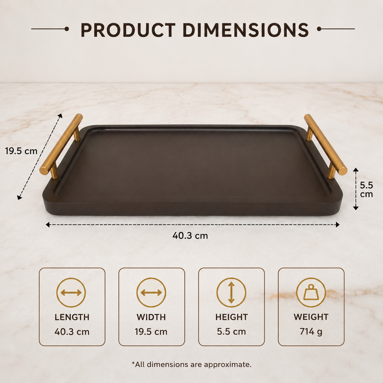 Wooden Serving Tray with Side Handles(YM2381)