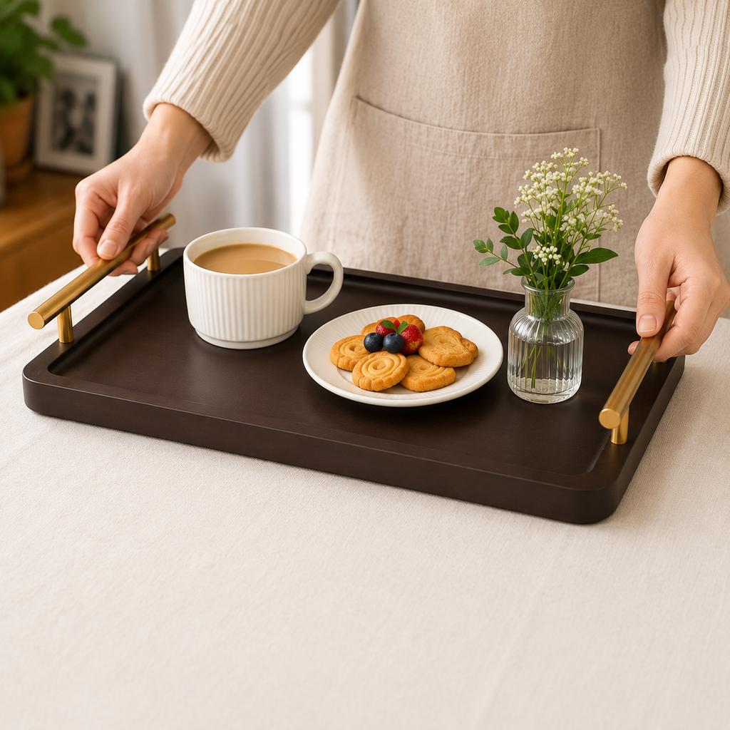 Wooden Serving Tray with Side Handles(YM2381)