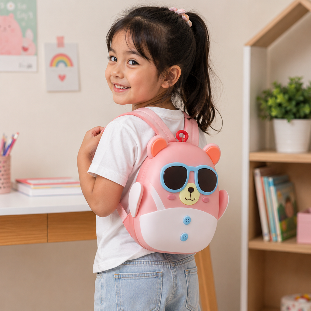 Cute Bear Kids Backpack – Peach (YM1165)