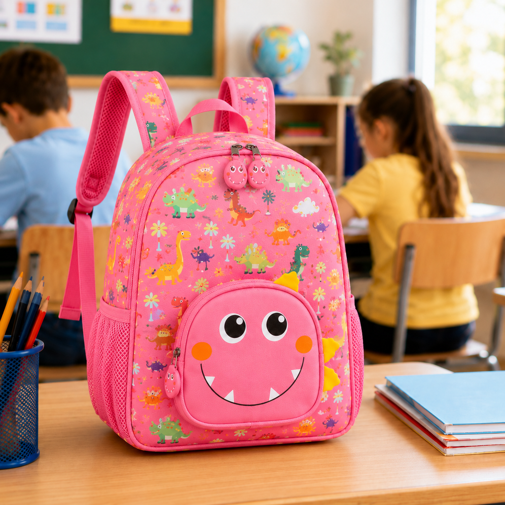Pink Kids Dinosaur School Backpack (YM1181)