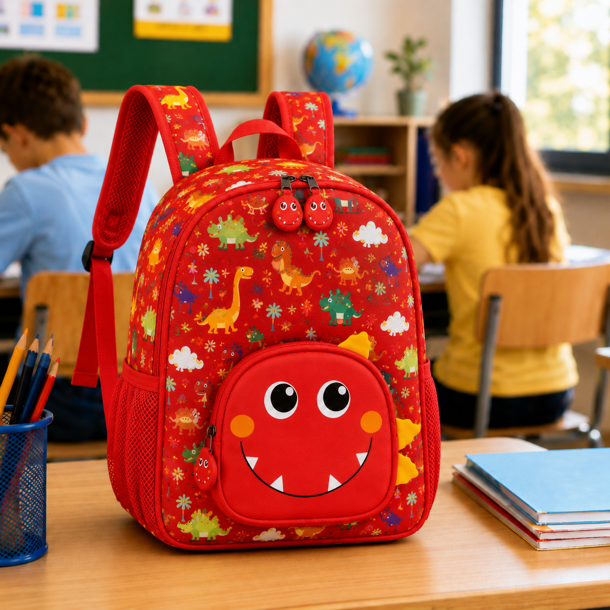 Red Kids Dinosaur School Backpack (YM1181)