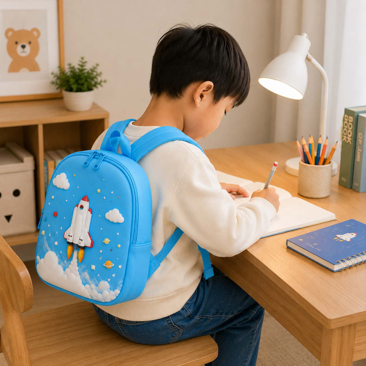 Rocket Theme Sky Blue Kids Mini Backpack(YM1175)