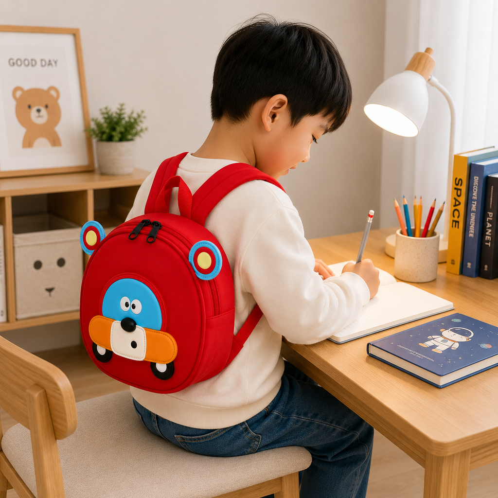Cute Red Cartoon Bear Car Kids Mini Backpack(YM1173)