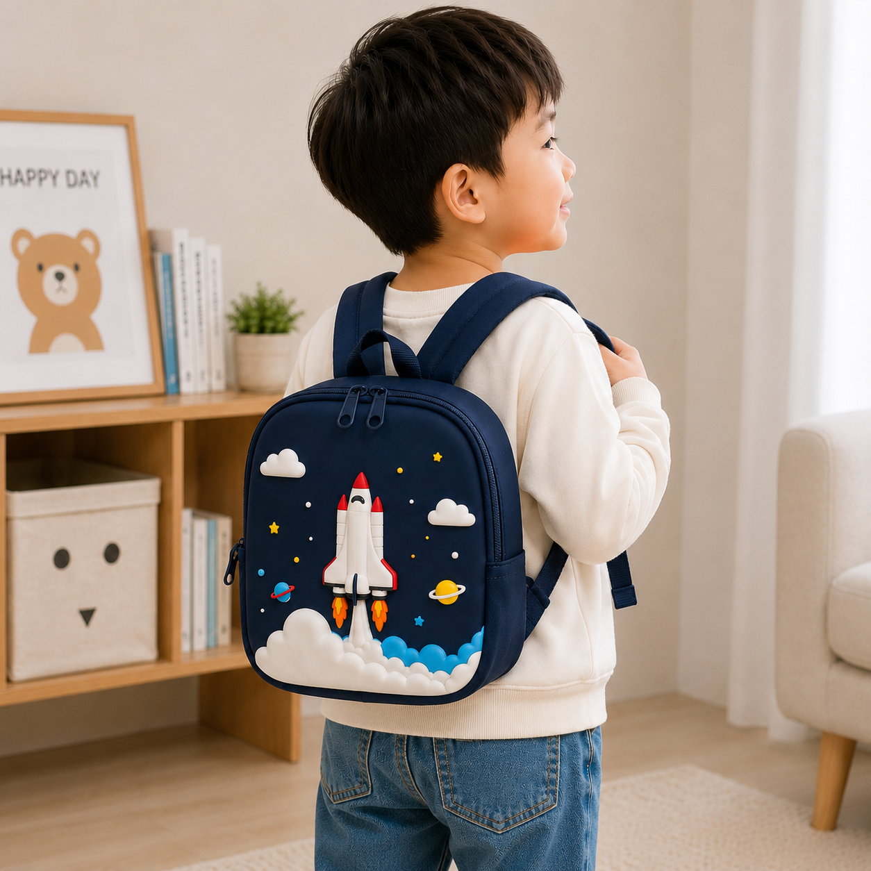 Rocket Theme Blue Kids Mini Backpack(YM1175)