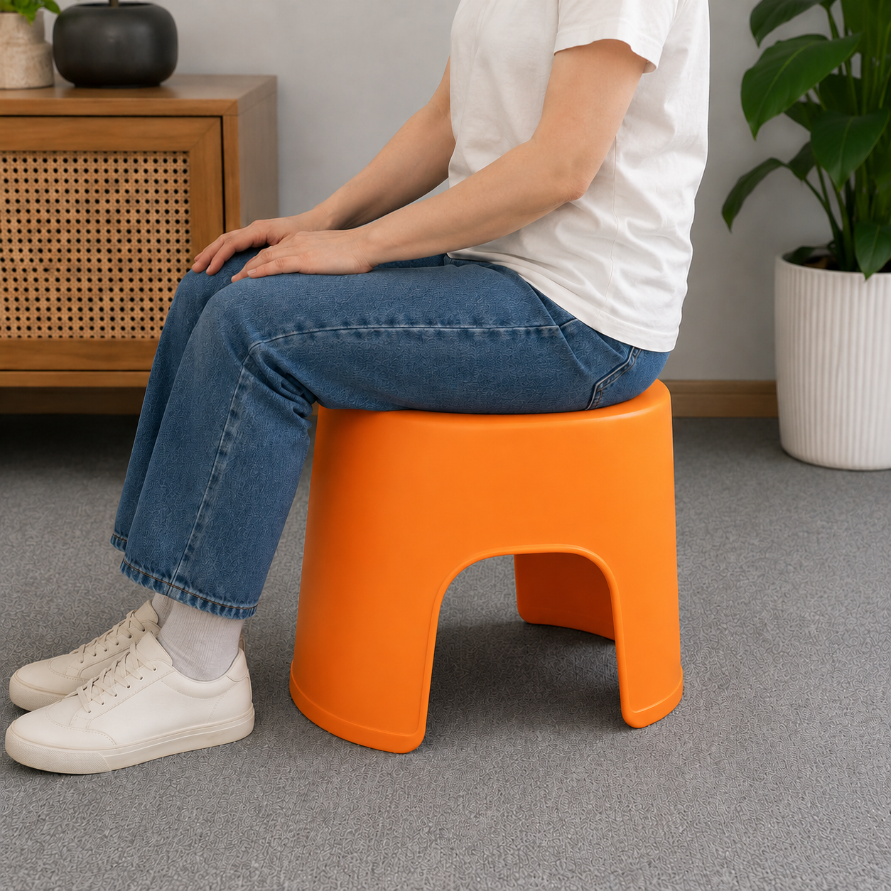 Orange Plastic Round Step Stool (YM1368)