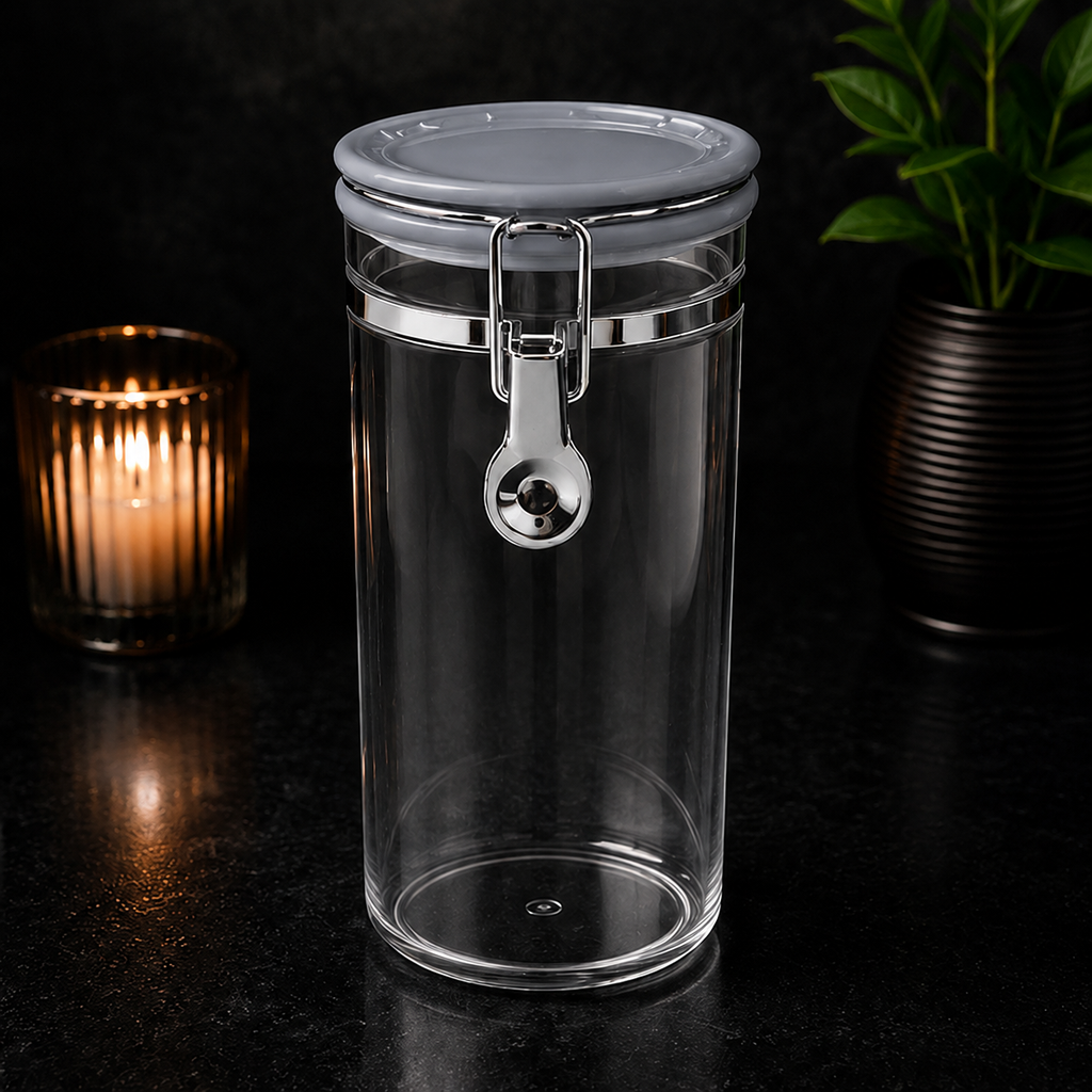 Grey Glass Storage Jar with Clamp Lid (YM137)
