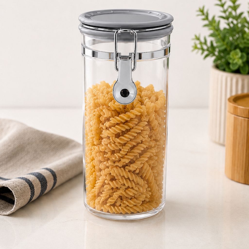 Grey Glass Storage Jar with Clamp Lid (YM137)
