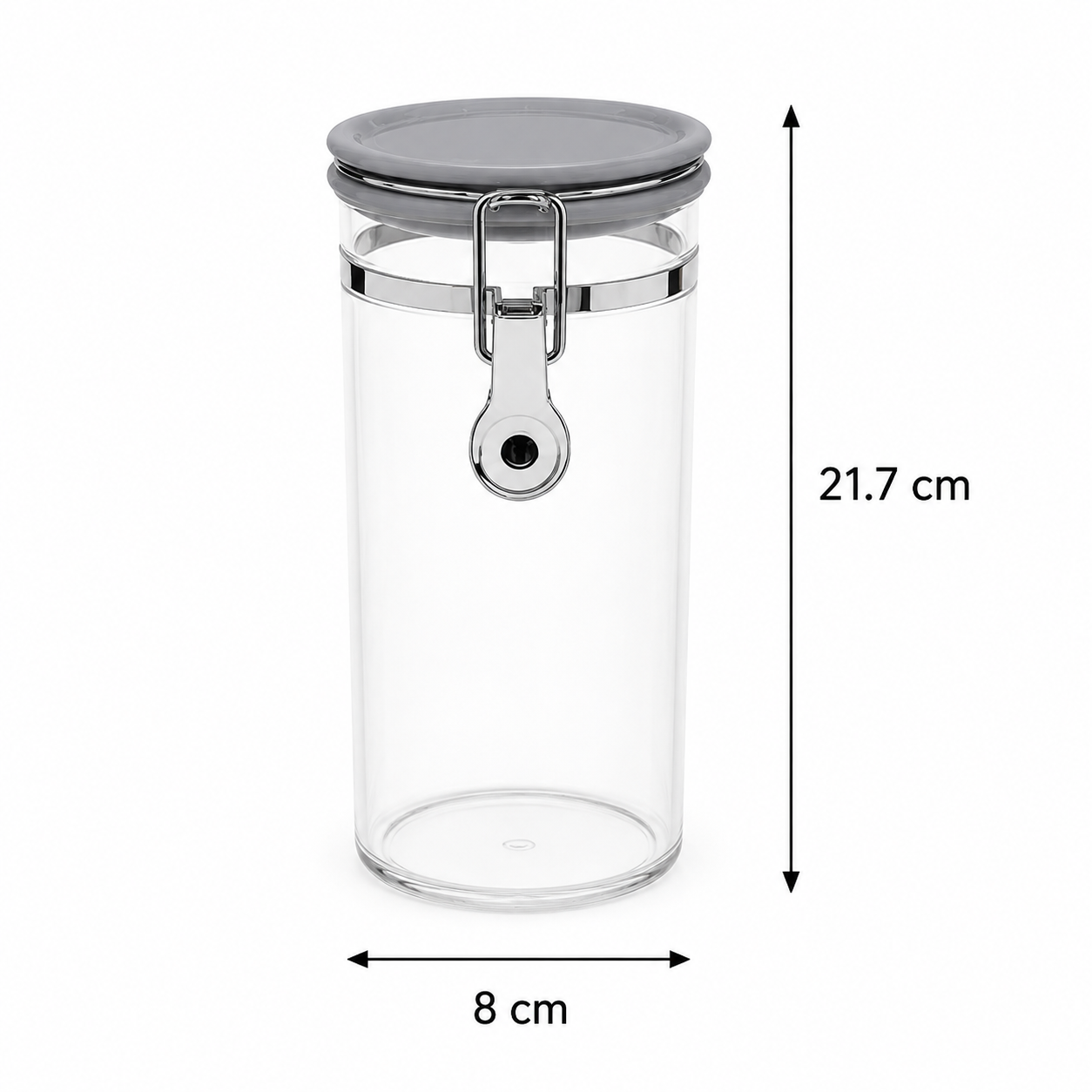Grey Glass Storage Jar with Clamp Lid (YM137)