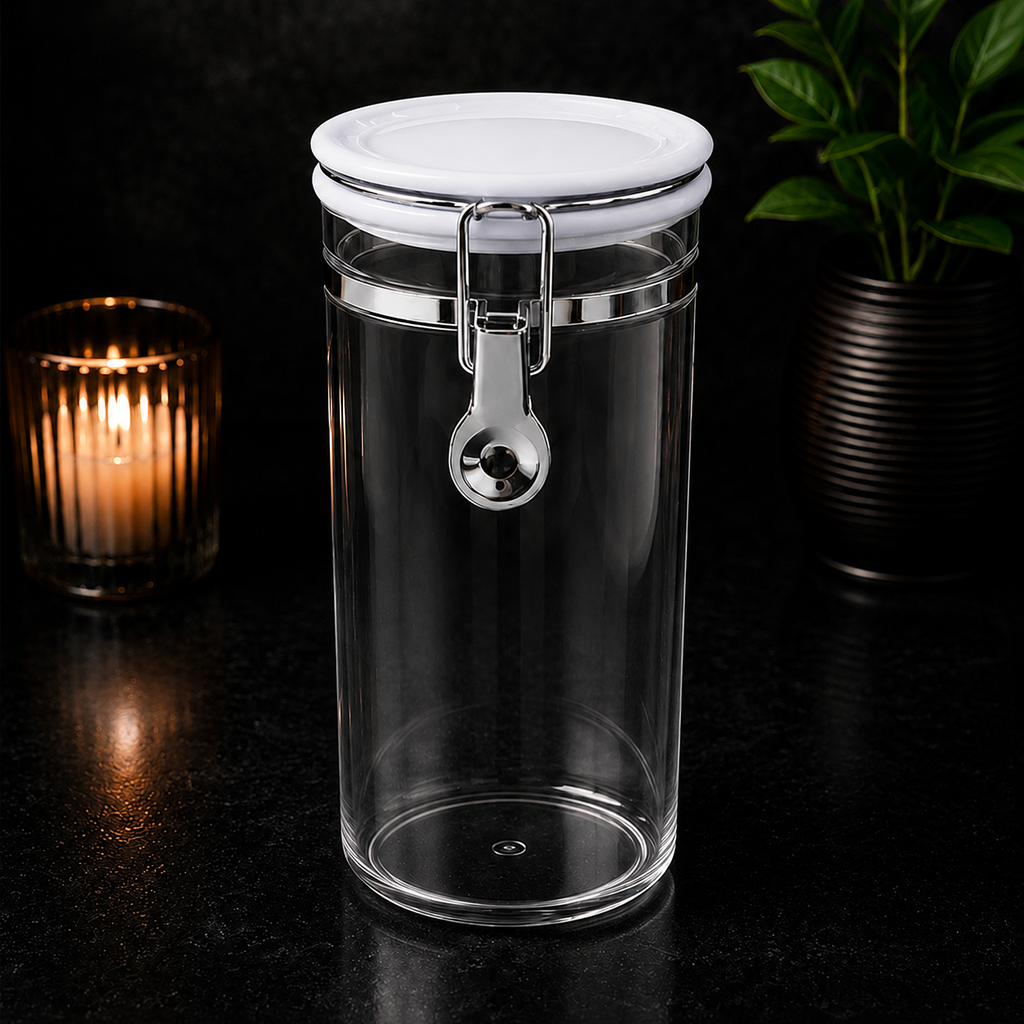 White Glass Storage Jar with Clamp Lid (YM137)