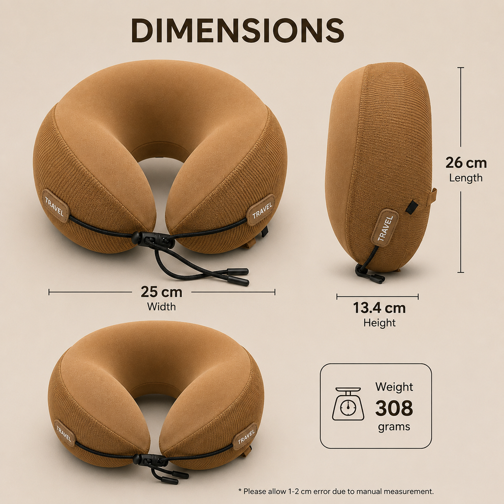 Premium Beige U-Shaped Travel Neck Pillow (YM1862)