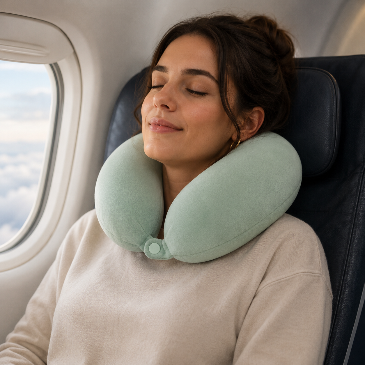 Comfort Cloud Memory Neck Pillow – Sky Blue (YM1861)