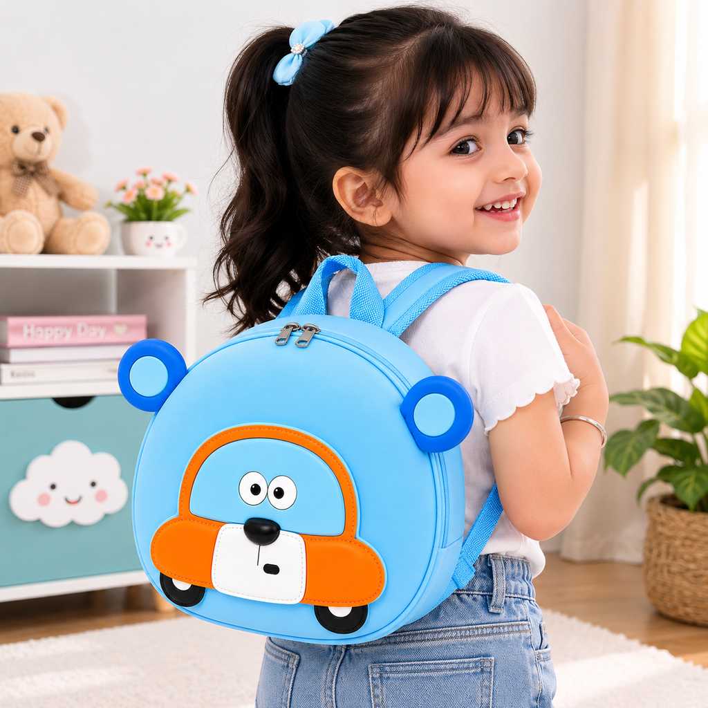 Cute Sky Blue Cartoon Bear Car Kids Mini Backpack(YM1173)