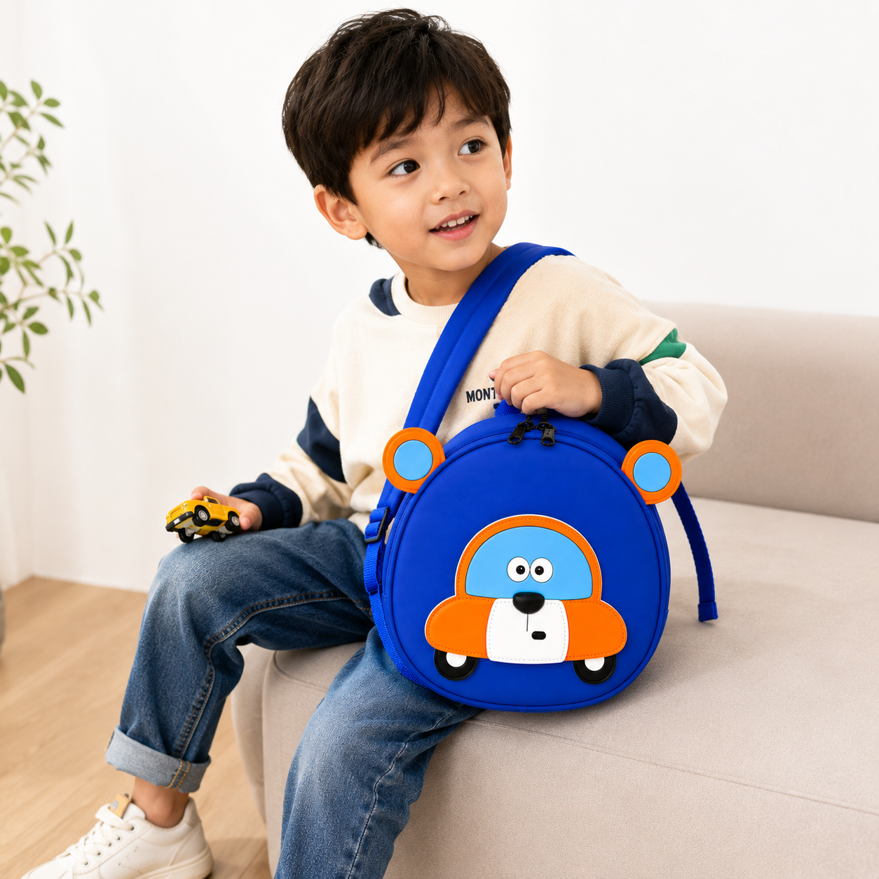 Cute Blue Cartoon Bear Car Kids Mini Backpack(YM1173)