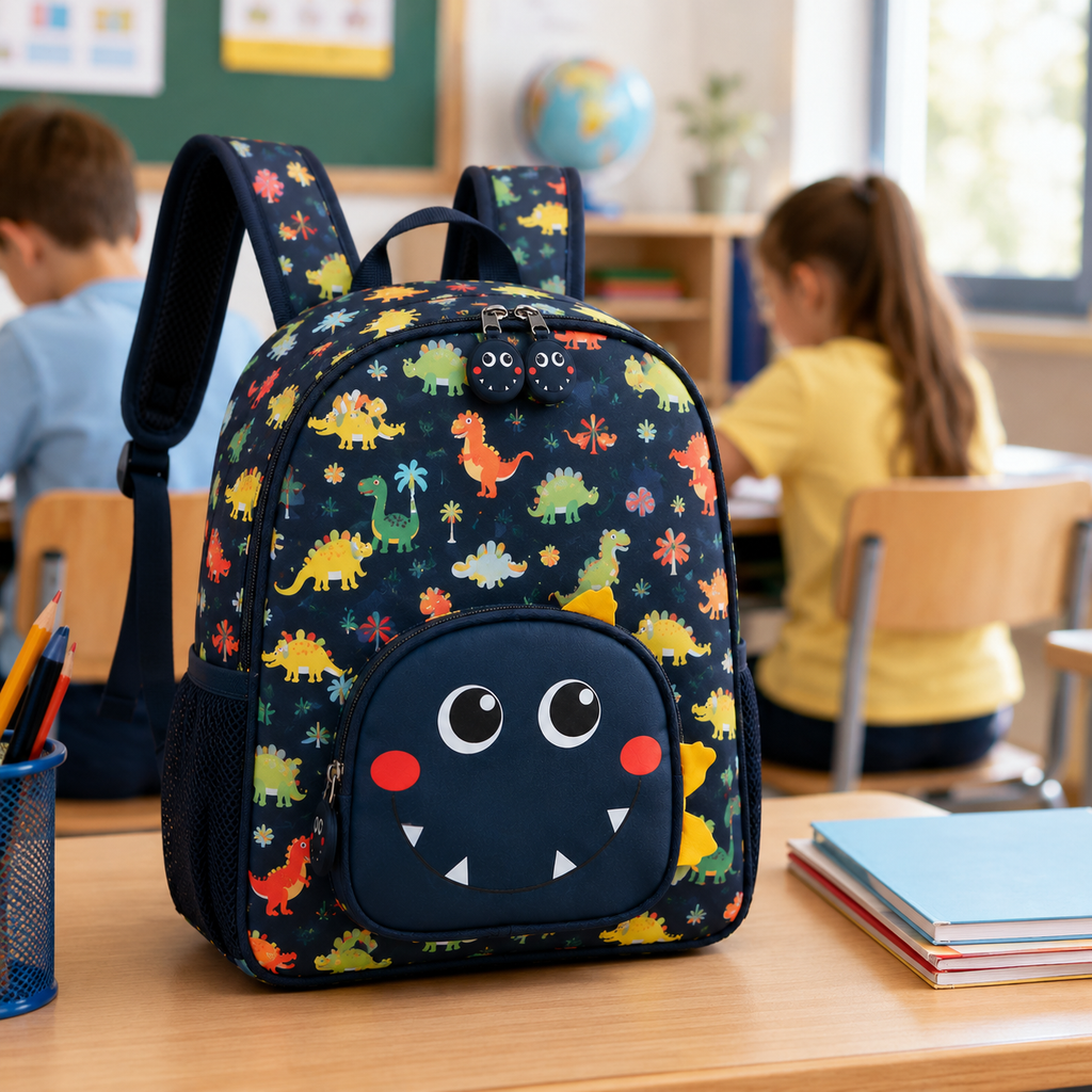 Navy Blue Kids Dinosaur School Backpack (YM1181)