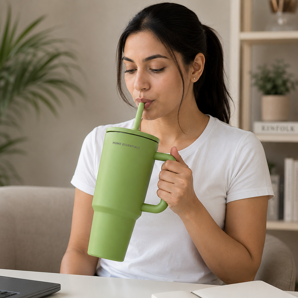 Premium Green Insulated Travel Tumbler with Handle (YM040)