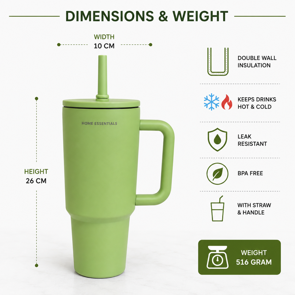 Premium Green Insulated Travel Tumbler with Handle (YM040)