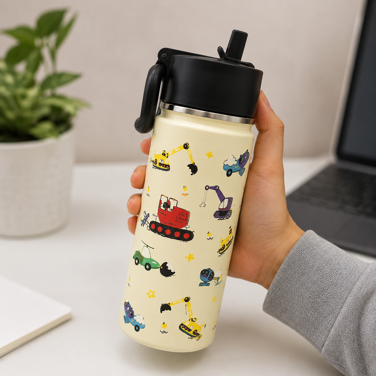 Kids Insulated Water Bottle - Cream (YM034)