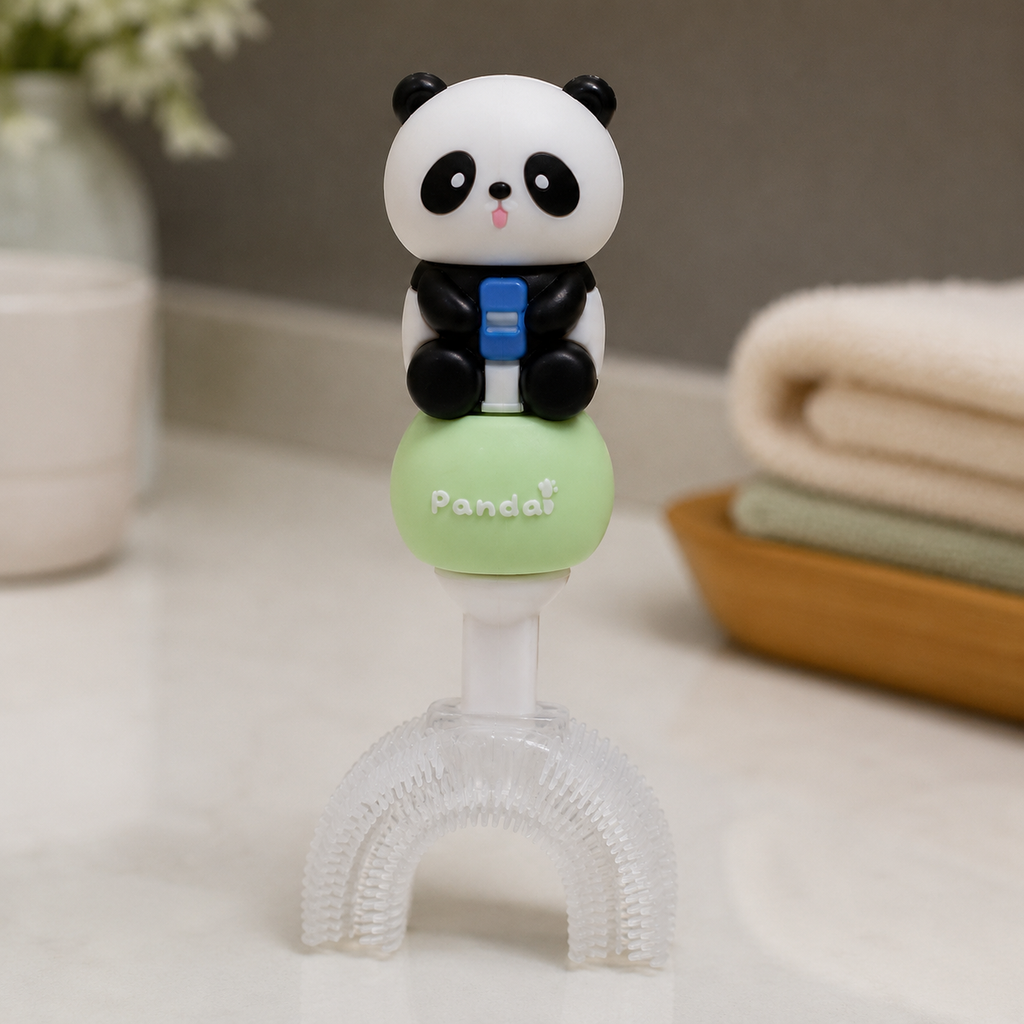 Panda Kids U-Shaped Green Toothbrush (YM765)