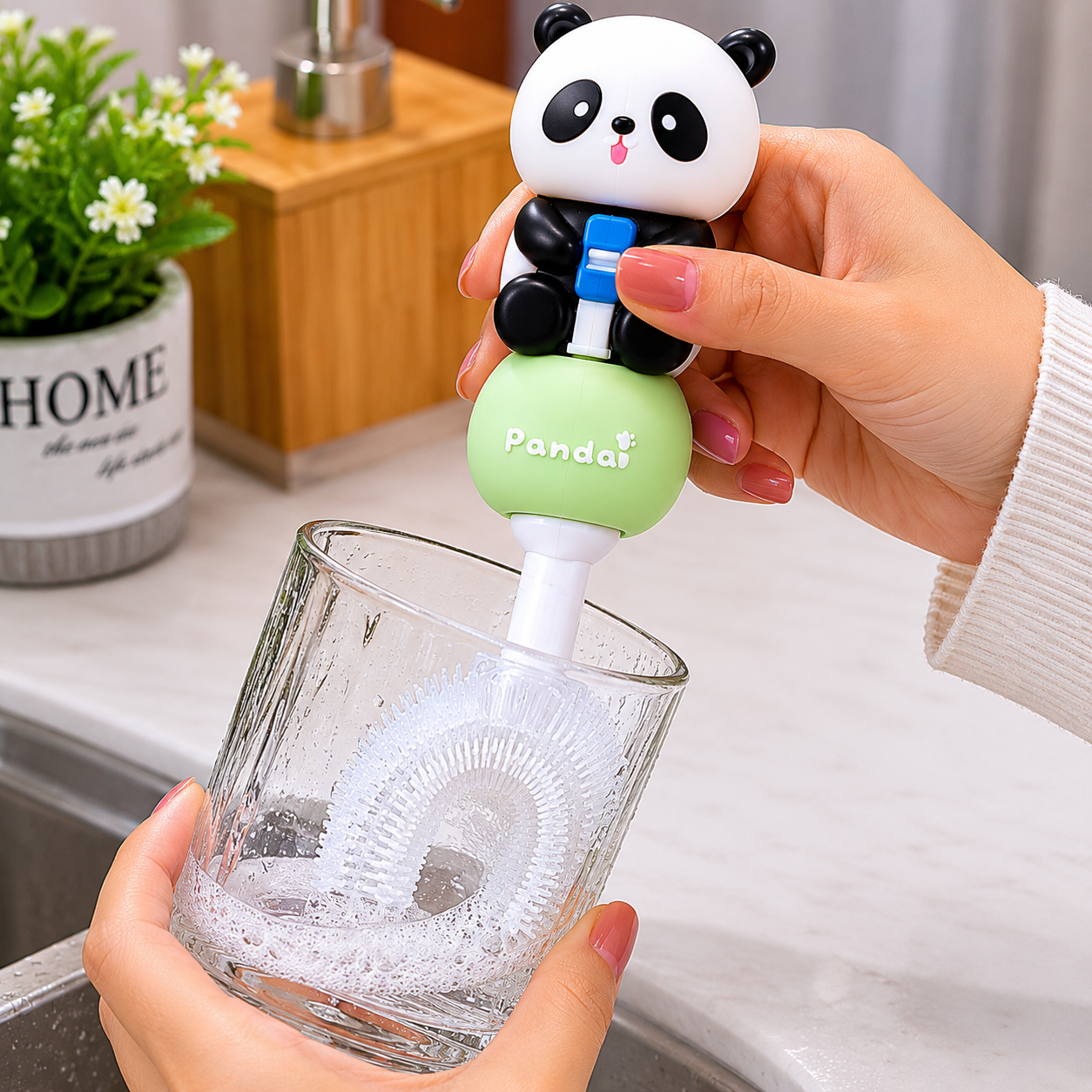 Panda Kids U-Shaped Green Toothbrush (YM765)