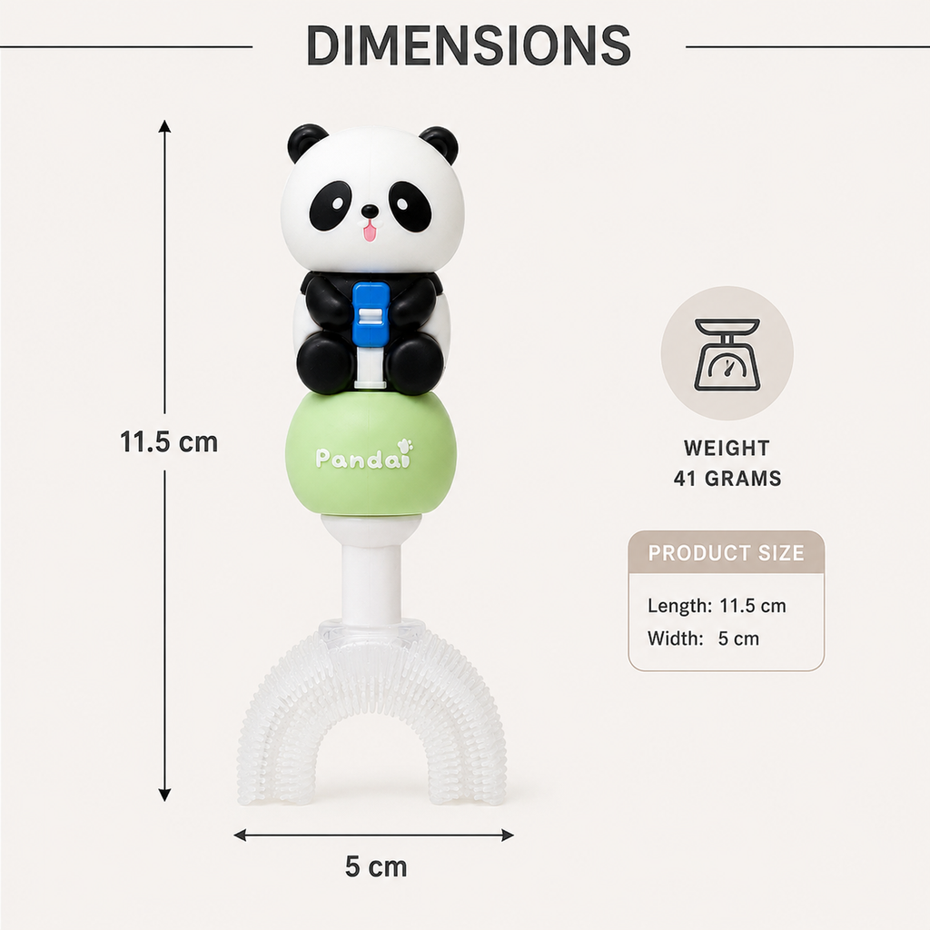 Panda Kids U-Shaped Green Toothbrush (YM765)