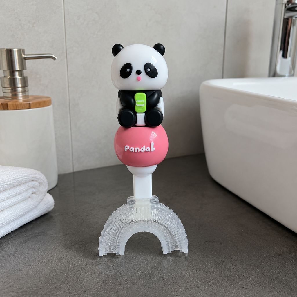 Panda Kids U-Shaped Pink Toothbrush (YM765)