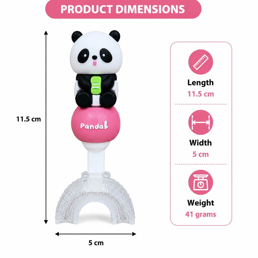 Panda Kids U-Shaped Pink Toothbrush (YM765)