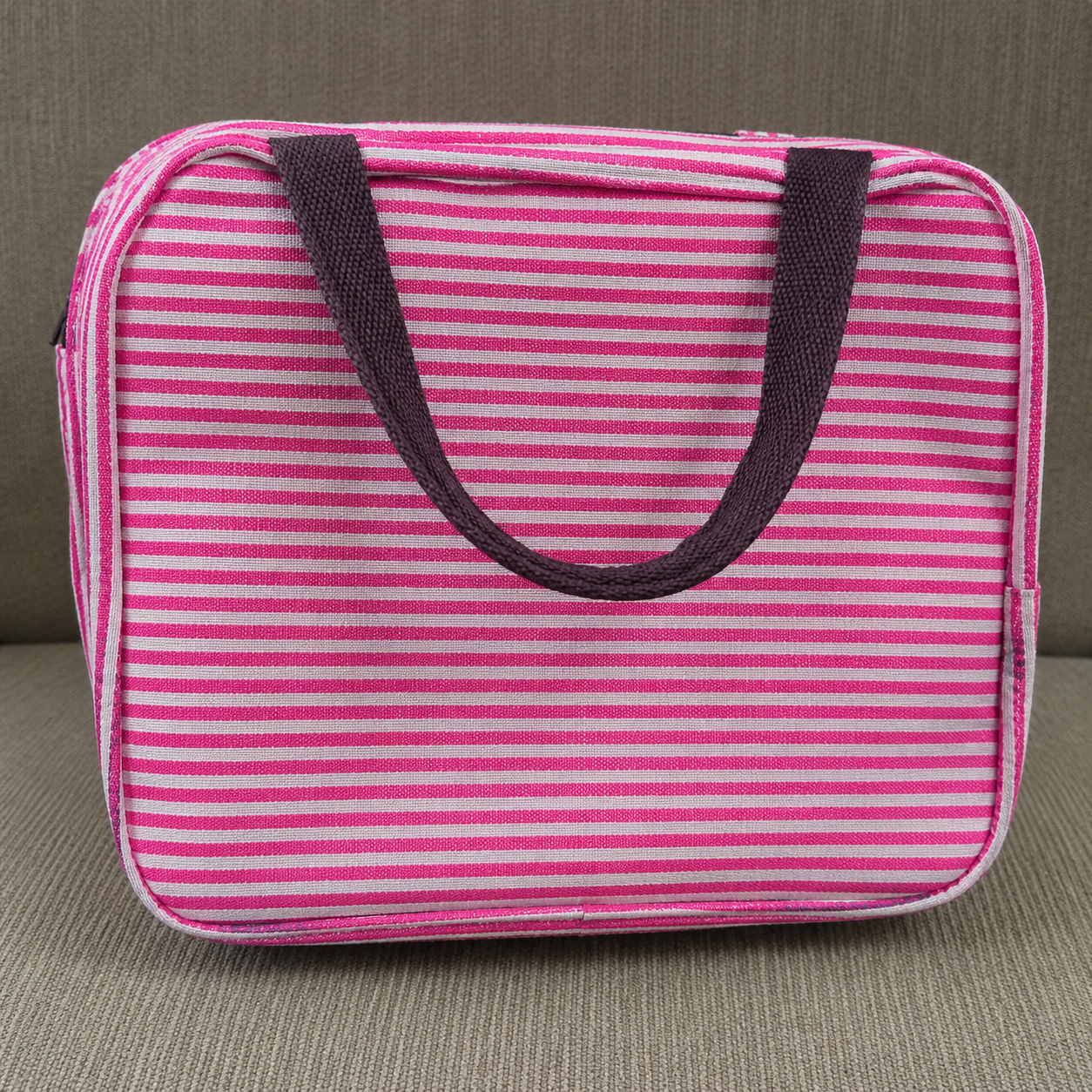 Pink Striped Insulated Tiffin Bag (TB09)