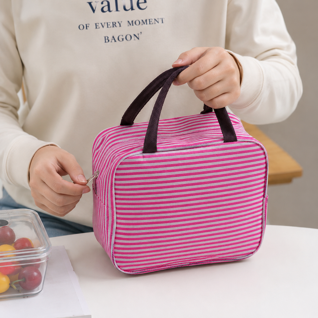 Red Striped Insulated Tiffin Bag (TB09)
