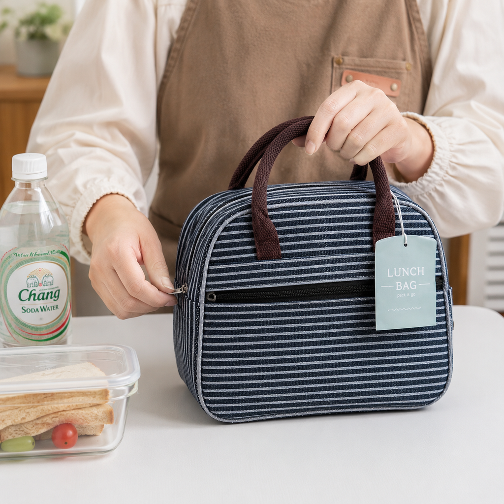 Blue Striped Insulated Tiffin Bag (TB09)