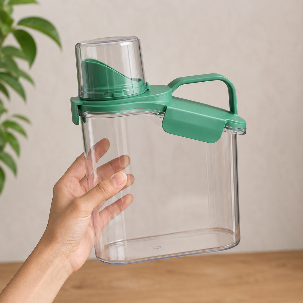 Transparent Plastic Water Pitcher with Green Lid (YM2775)