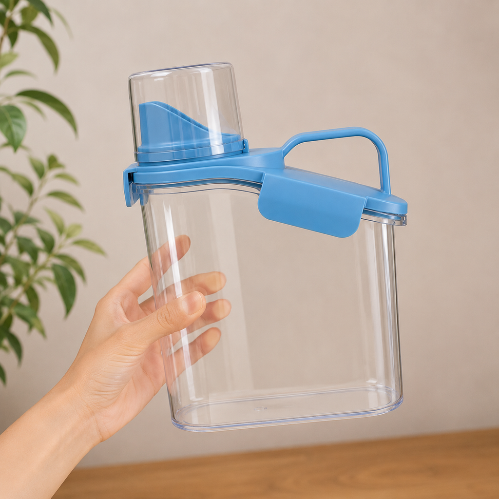 Transparent Plastic Water Pitcher with Blue Lid (YM2775)