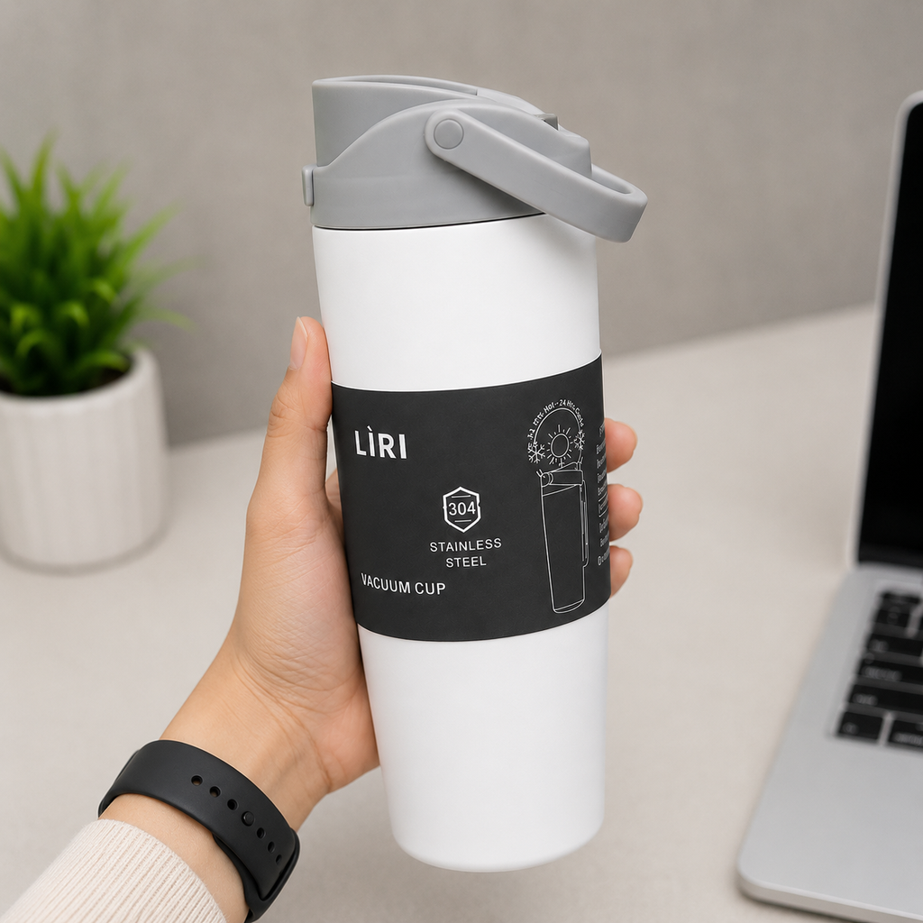 White Dual-Tone Insulated Travel Tumbler (YM1617)