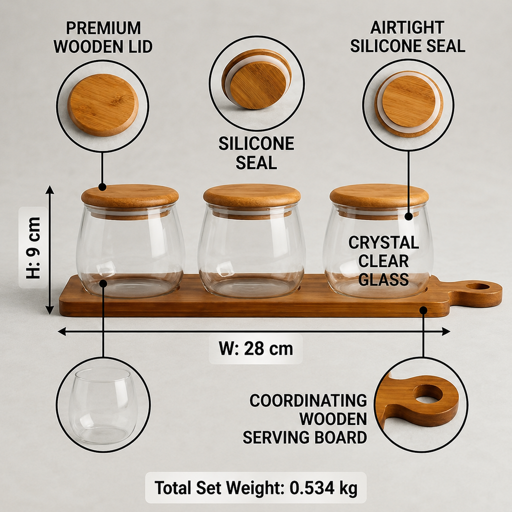 Transparent Glass Seasoning Jar Set of 3 (YM382)