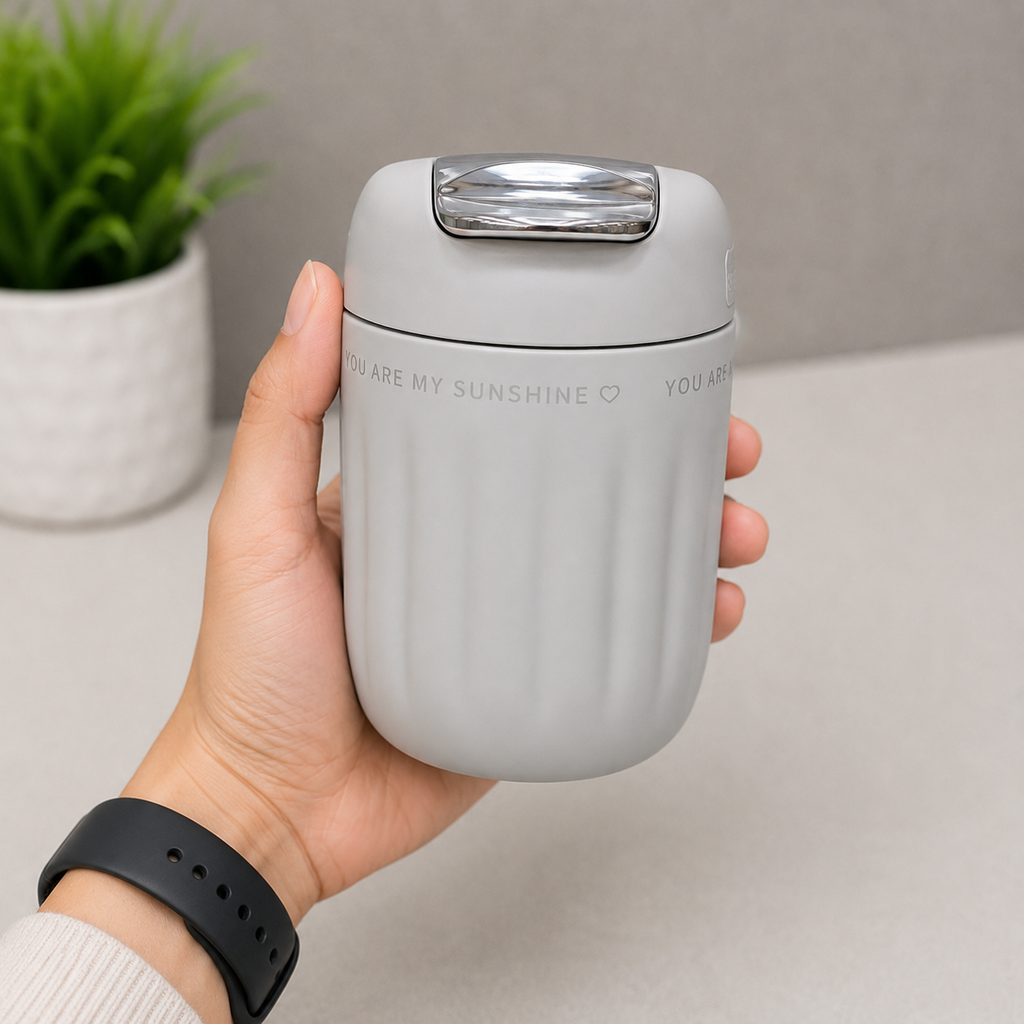 Grey Mini Desktop Coffee Can with Flip Lid (YM1625)