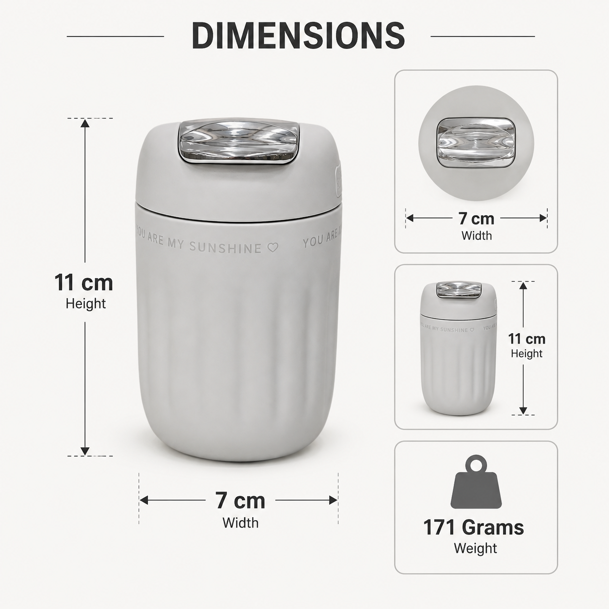 Grey Mini Desktop Coffee Can with Flip Lid (YM1625)