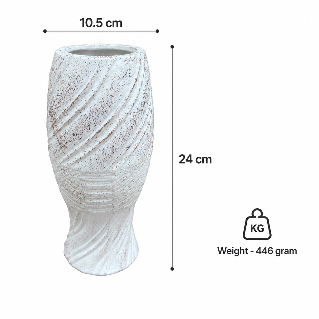 Modern White Textured Ceramic Vase (YM2344)