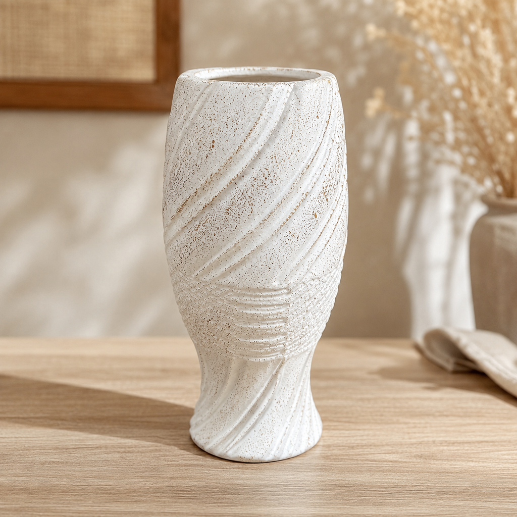 Modern White Textured Ceramic Vase (YM2344)