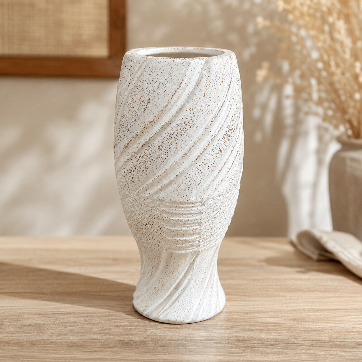 Modern White Textured Ceramic Vase (YM2344)