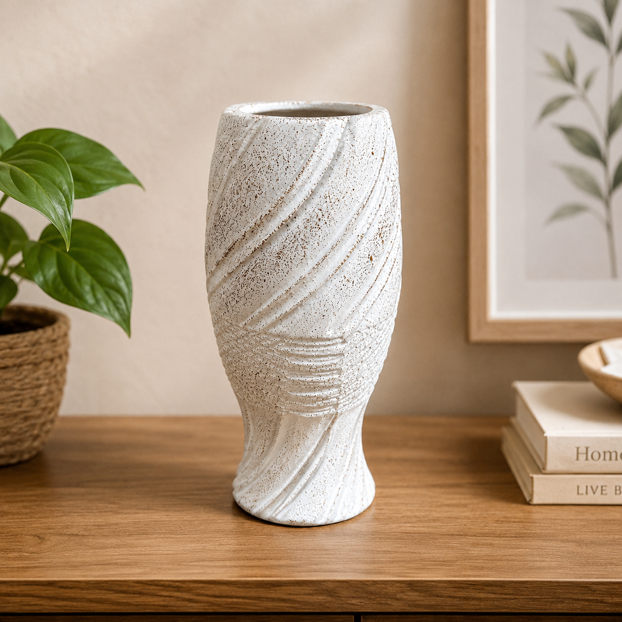 Modern White Textured Ceramic Vase (YM2344)