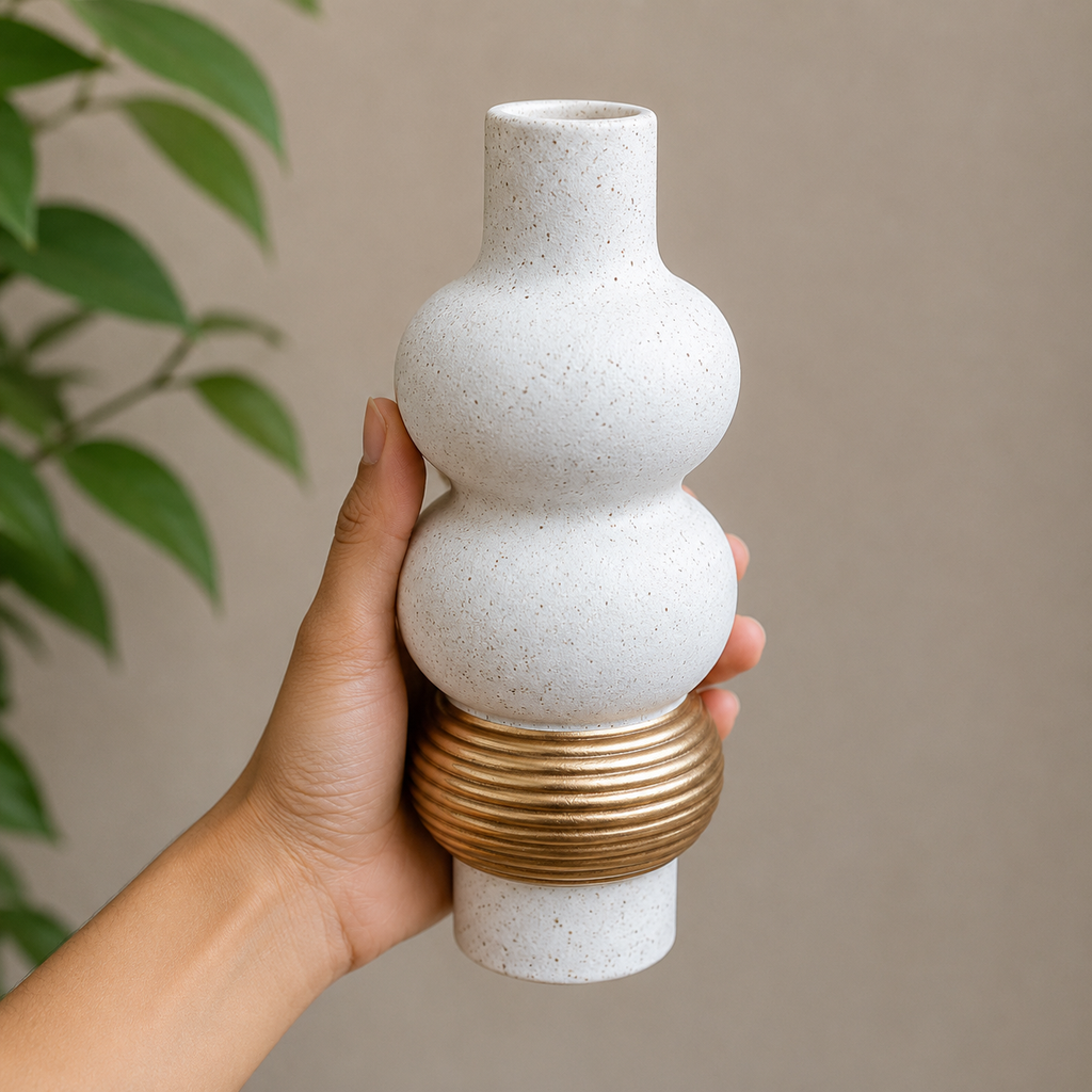 Modern White Textured Ceramic Vase (YM2345)