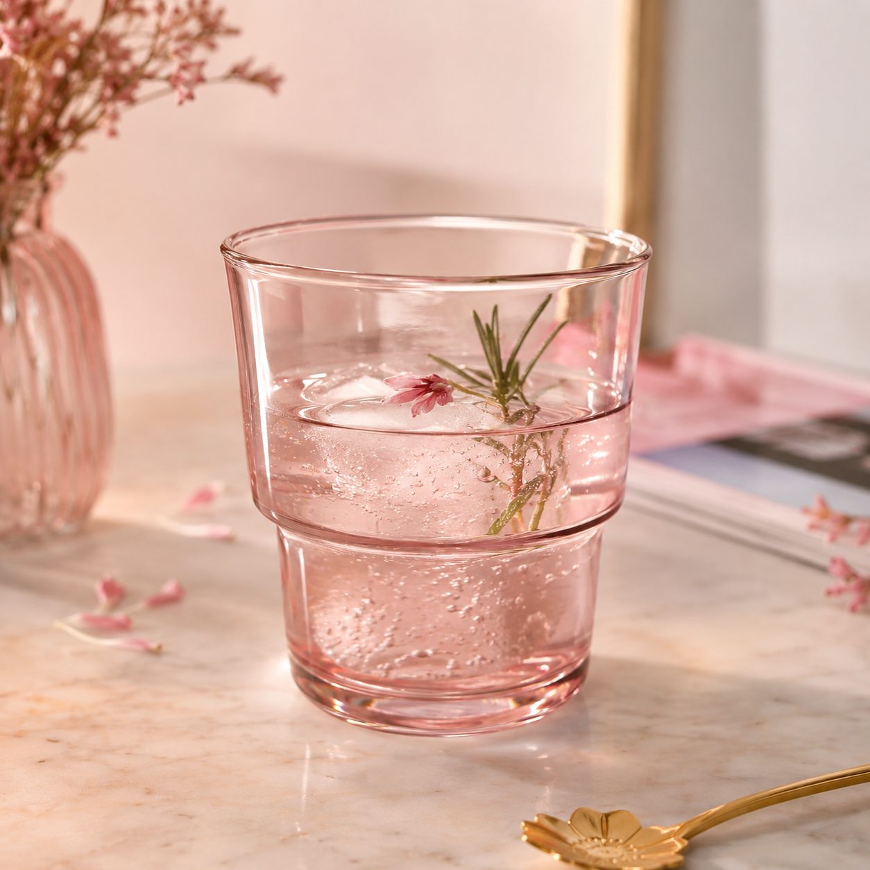 Pink Glass Drinking Tumbler (YM617)