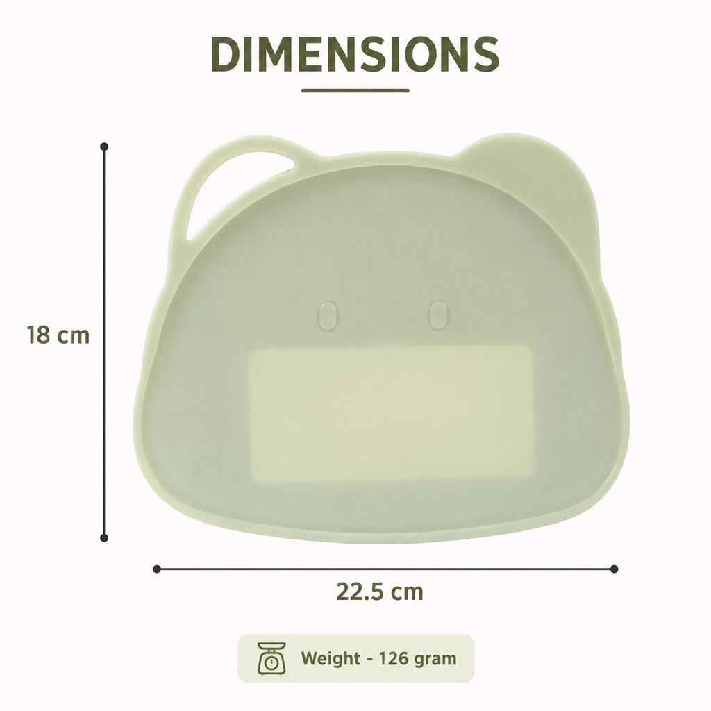 Bear-Shaped Silicone Suction Chopping Board - Sage Green (YM1371)